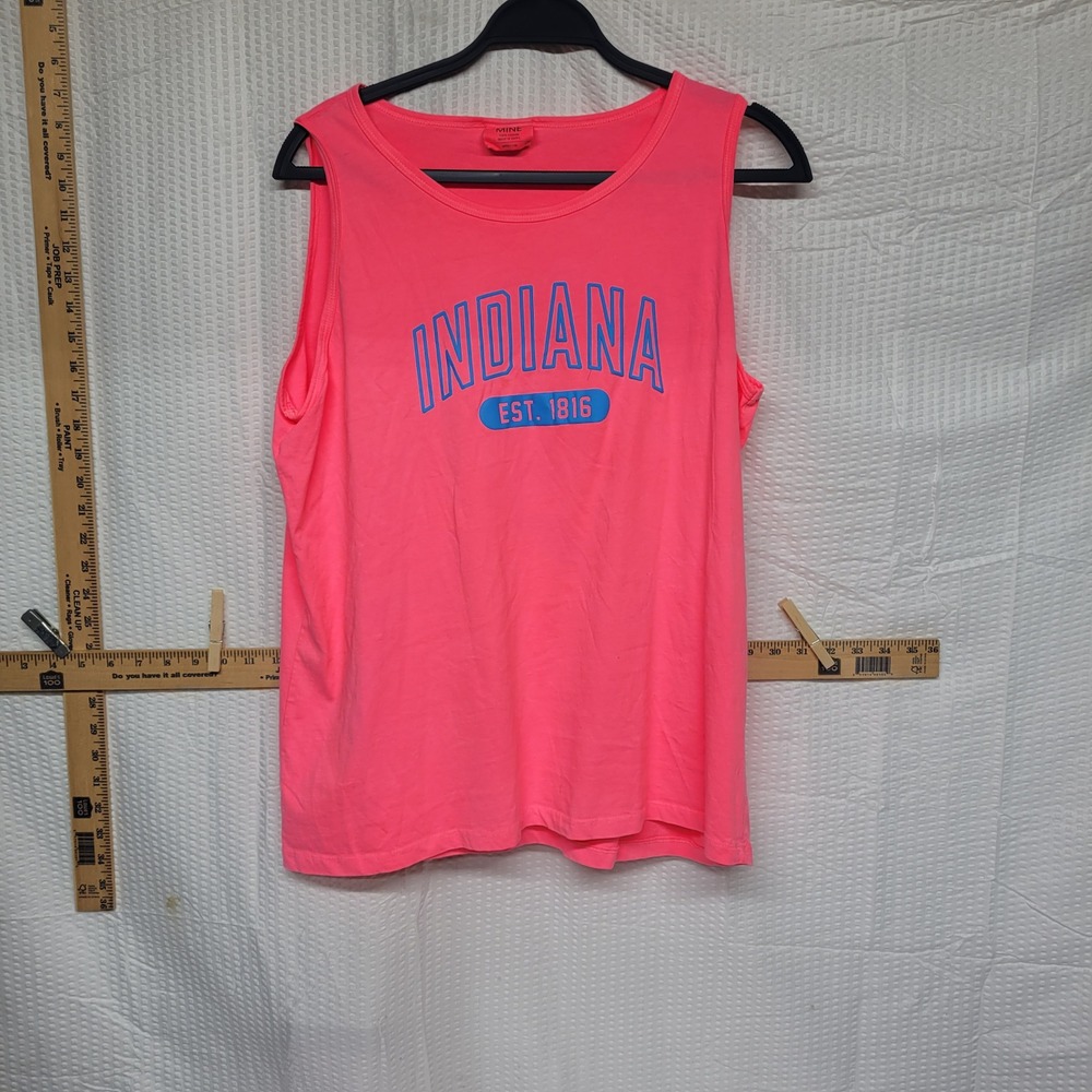 Mine Indiana Est 1816 Neon Pink Cotton Tank Top Medium